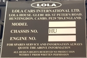 Lola cars replacement vin chassis plate