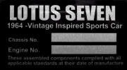 lotus seven replacement vin chassis plate
