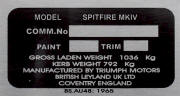 Triumph Spitfire 4 replacement blank VIN plate