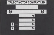 Talbot Motors replacement blank VIN plate